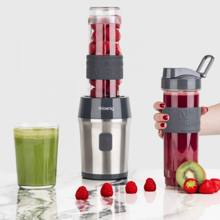 Blender mini H.Koenig Smoothie Maker SMOO9 - 300 de Wați - 570 ml - Oțel Inoxidabil - CA NOU [4]