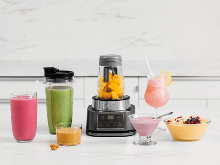 Mixer Ninja Foodi Power Nutri 2 în 1 BLANDER & MIXER Programe Automate, recipient de 700 ml și Bol de 400 ml cu Amestecător Puternic, 1100W, Argintiu - CA NOU  [1]