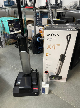 Mova X4 Pro – Aspirator umed/uscat, funcție mop cu apă caldă, perie anti-încurcare, auto-curățare la 100 °C, putere de aspirare 20 kPa, stație de andocare push-in, cap de perie cu LED, curățare dublă [9]