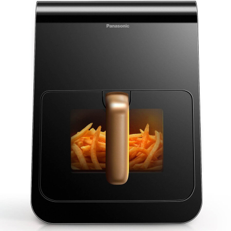 APARATE DE GATIT CU AER CALD - Panasonic NF-CC600AXE friteuză cu aer cald cu fereastră de vizualizare, 6L, 80–200°C, temporizator digital și afișaj LCD, adăugare delicată de abur, 11 programe predefinite
