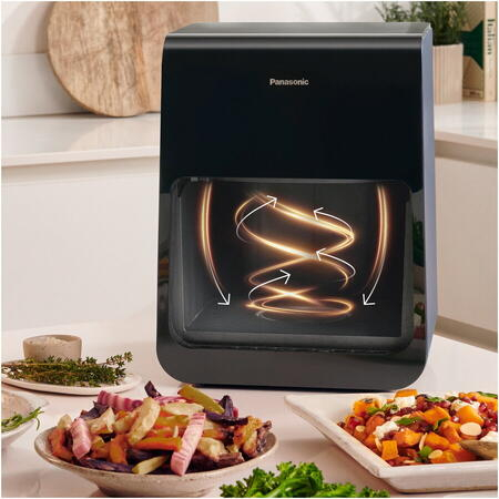 Panasonic NF-CC600AXE friteuză cu aer cald cu fereastră de vizualizare, 6L, 80–200°C, temporizator digital și afișaj LCD, adăugare delicată de abur, 11 programe predefinite [5]
