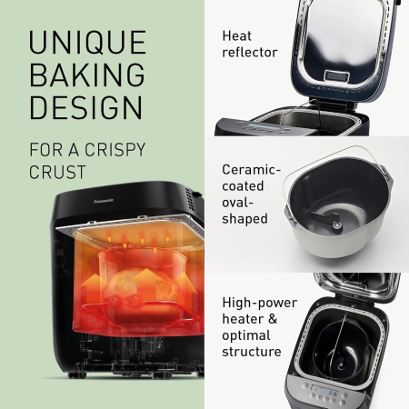 Panasonic SD-ZF2010KXF – Mașină de pâine Croustina, 18 programe, pentru pâine fără gluten, câștigătoare test mașini de pâine 2018, culoare neagră [3]