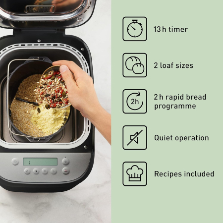 Panasonic SD-ZF2010KXF – Mașină de pâine Croustina, 18 programe, pentru pâine fără gluten, câștigătoare test mașini de pâine 2018, culoare neagră [5]