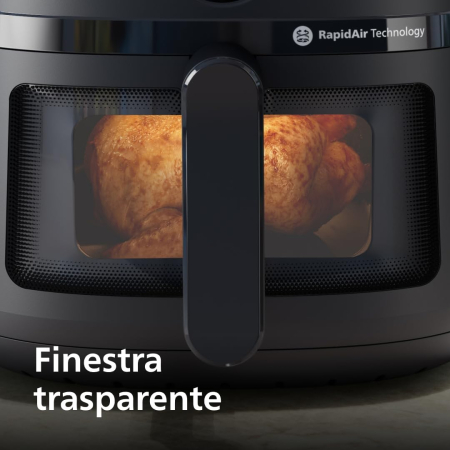 Philips Airfryer Seria 2000, 6.2L – Putere 1700W, Fereastră de gătit, Tehnologie RapidAir, Ecran tactil digital, 13 opțiuni de gătit, până la 90% mai puțină grăsime, Negru (NA230/00) [7]