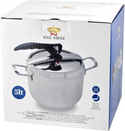 ROYAL NORFOLK 210688 Oală sub presiune din oțel inoxidabil 5 L, gri [1]