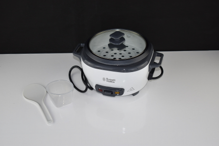 Russell Hobbs oală de gătit orez  0,8l inclusiv cuptor cu abur - inel de fierbere, funcție de menținere la cald, lingură pentru orez și pahar de măsurare, oală pentru legume și pește etc. - FOARTE BUN [8]