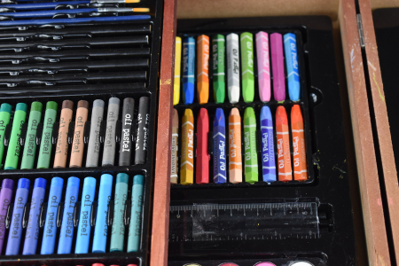 Set de pictură pentru copii KINSPORY, 174 piese, cutie din lemn, culori deluxe, pentru fete de la 3 la 12 ani -BUN [6]