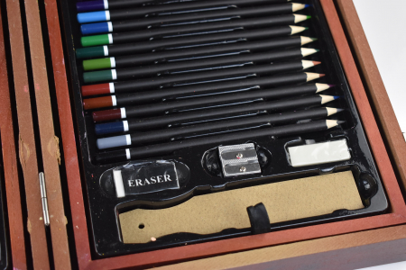 Set de pictură pentru copii KINSPORY, 174 piese, cutie din lemn, culori deluxe, pentru fete de la 3 la 12 ani -BUN [4]