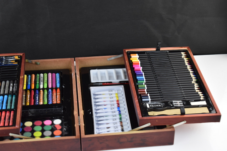 Set de pictură pentru copii KINSPORY, 174 piese, cutie din lemn, culori deluxe, pentru fete de la 3 la 12 ani -BUN [8]