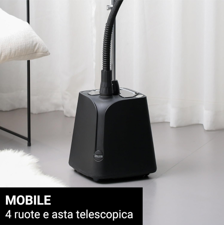 SteamOne H18B – Aburitor vertical și de călătorie, putere 1800 W, rezervor apă 1,8 L, ușor de manevrat cu 4 roți, timp de încălzire 60 secunde, supapă anti-calcar, furtun cu protecție triplă la căldur [4]