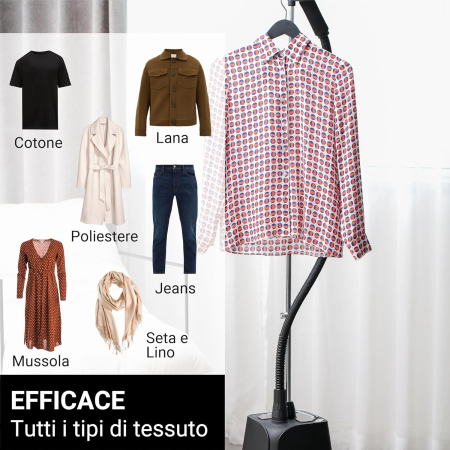 SteamOne H18B – Aburitor vertical și de călătorie, putere 1800 W, rezervor apă 1,8 L, ușor de manevrat cu 4 roți, timp de încălzire 60 secunde, supapă anti-calcar, furtun cu protecție triplă la căldur [5]