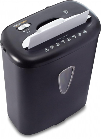 Tocător de hârtie/documente/carduri Amazon Basics cu tăiere încrucișată de înaltă securitate, Negru - FOARTE BUN [0]