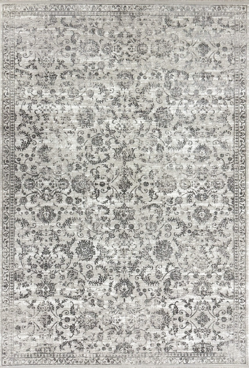 Covor Clasic-Mabel, model floral, tonuri de gri si alb [2]