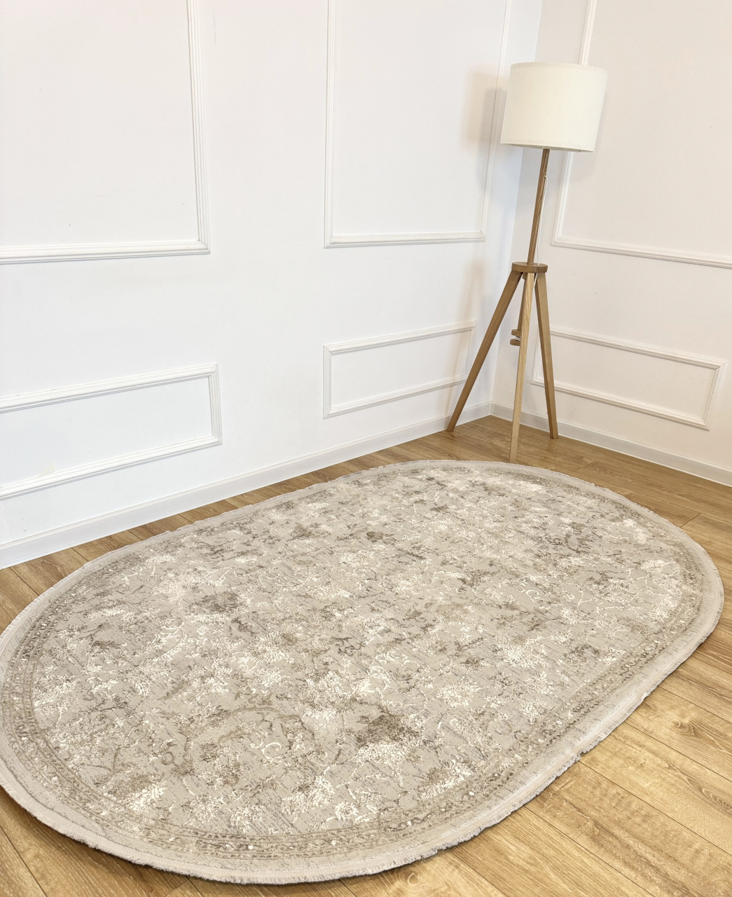 Covor oval - floral în nuanțe de maro/bej [1]