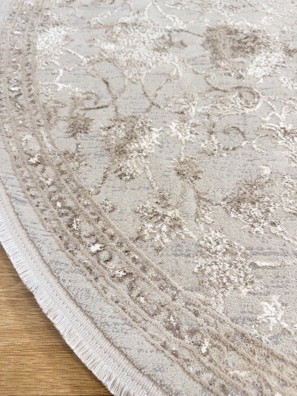 Covor oval - floral în nuanțe de maro/bej [3]