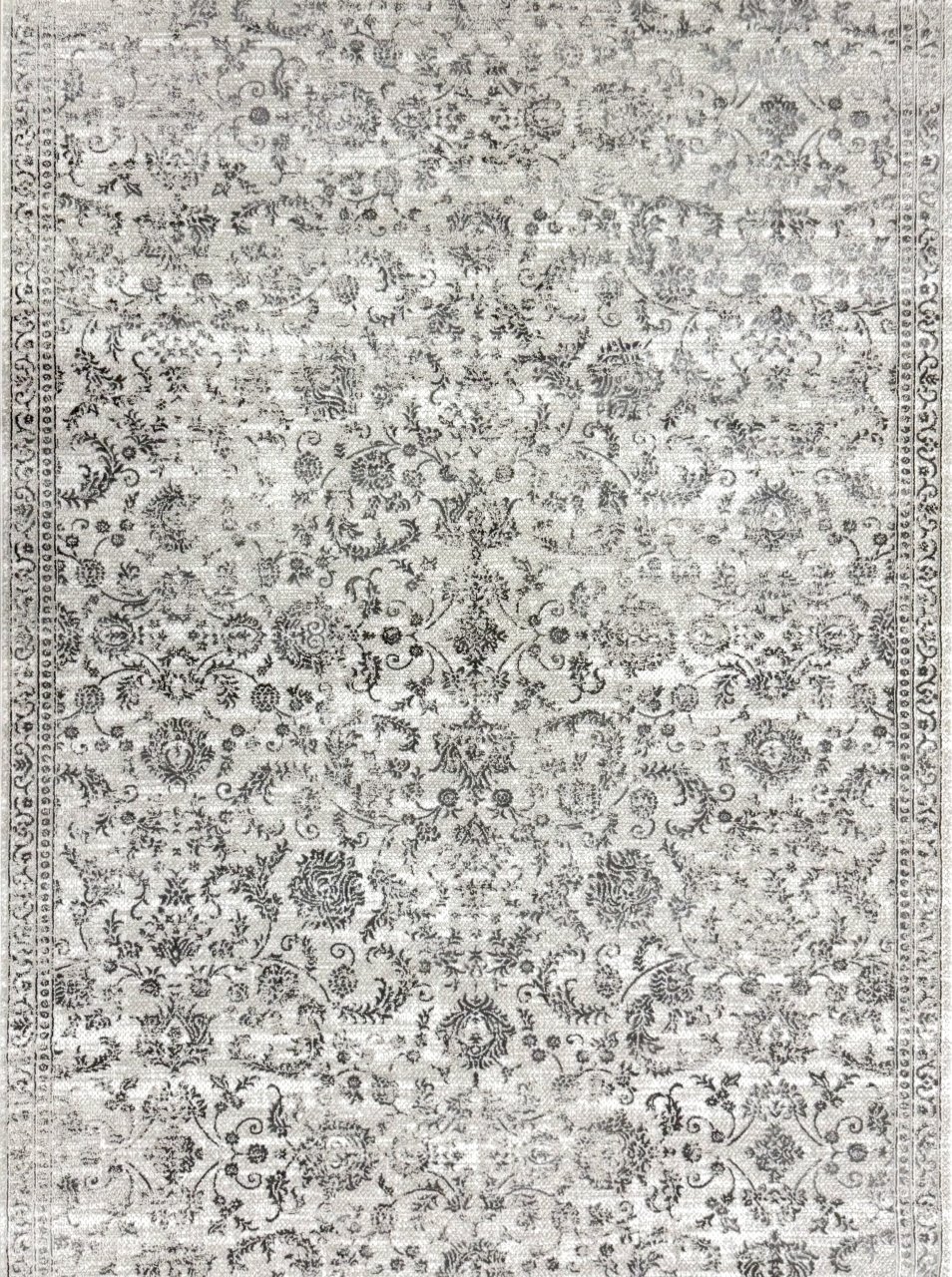 Covor Mabel la metru, model floral, tonuri de gri si alb [3]