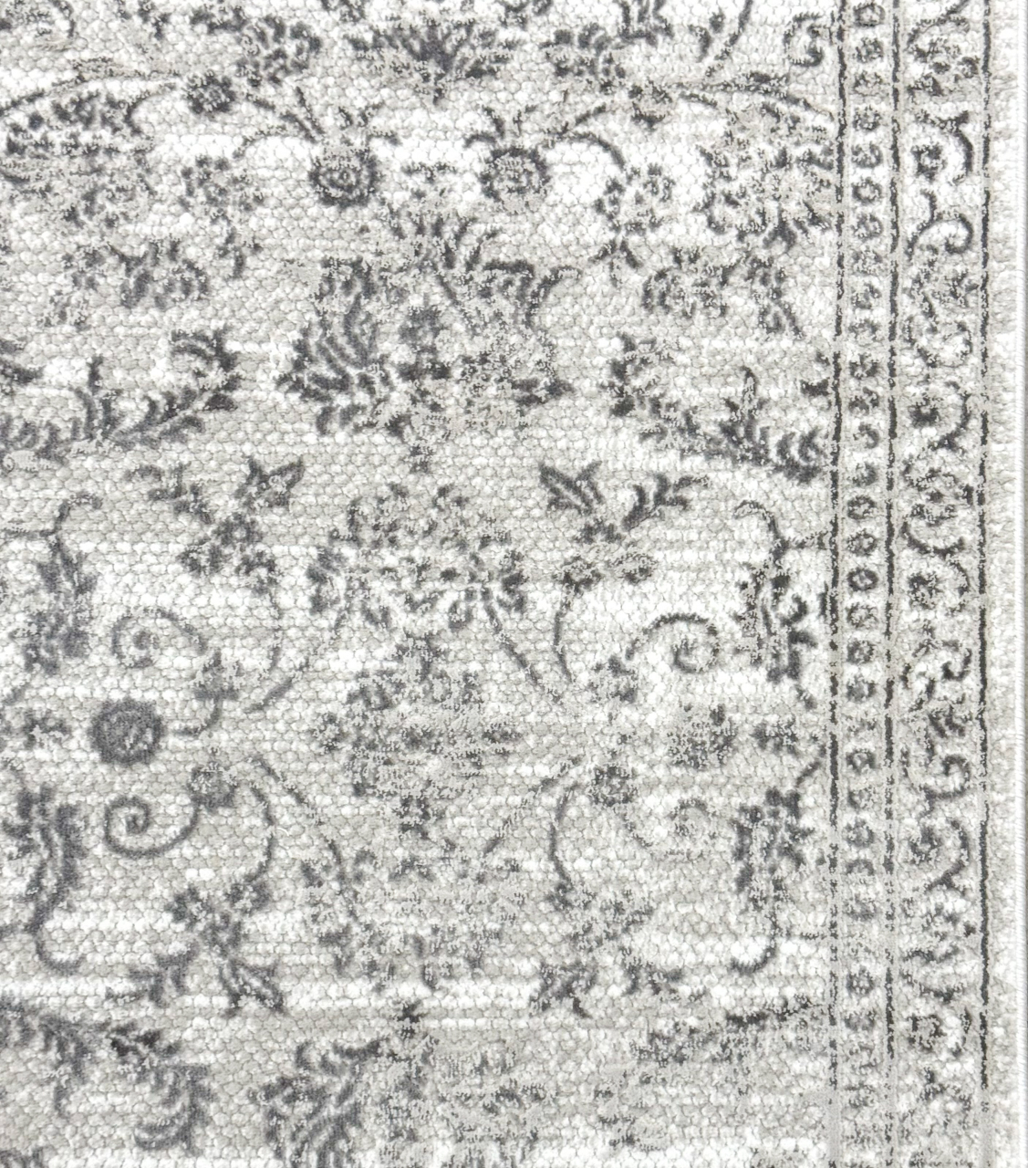 Covor Mabel la metru, model floral, tonuri de gri si alb [4]