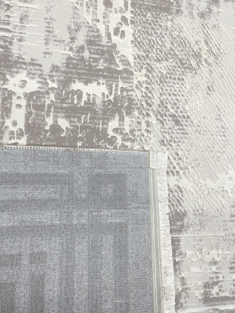 Covor modern abstract — bordură geometrică, nuanțe de bej [5]