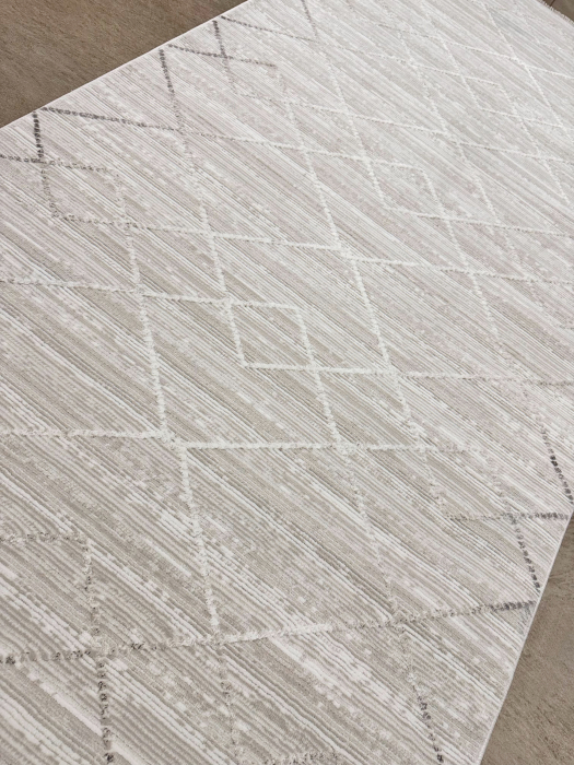 Covor Modern cu model geometric, tonuri de gri si alb [5]