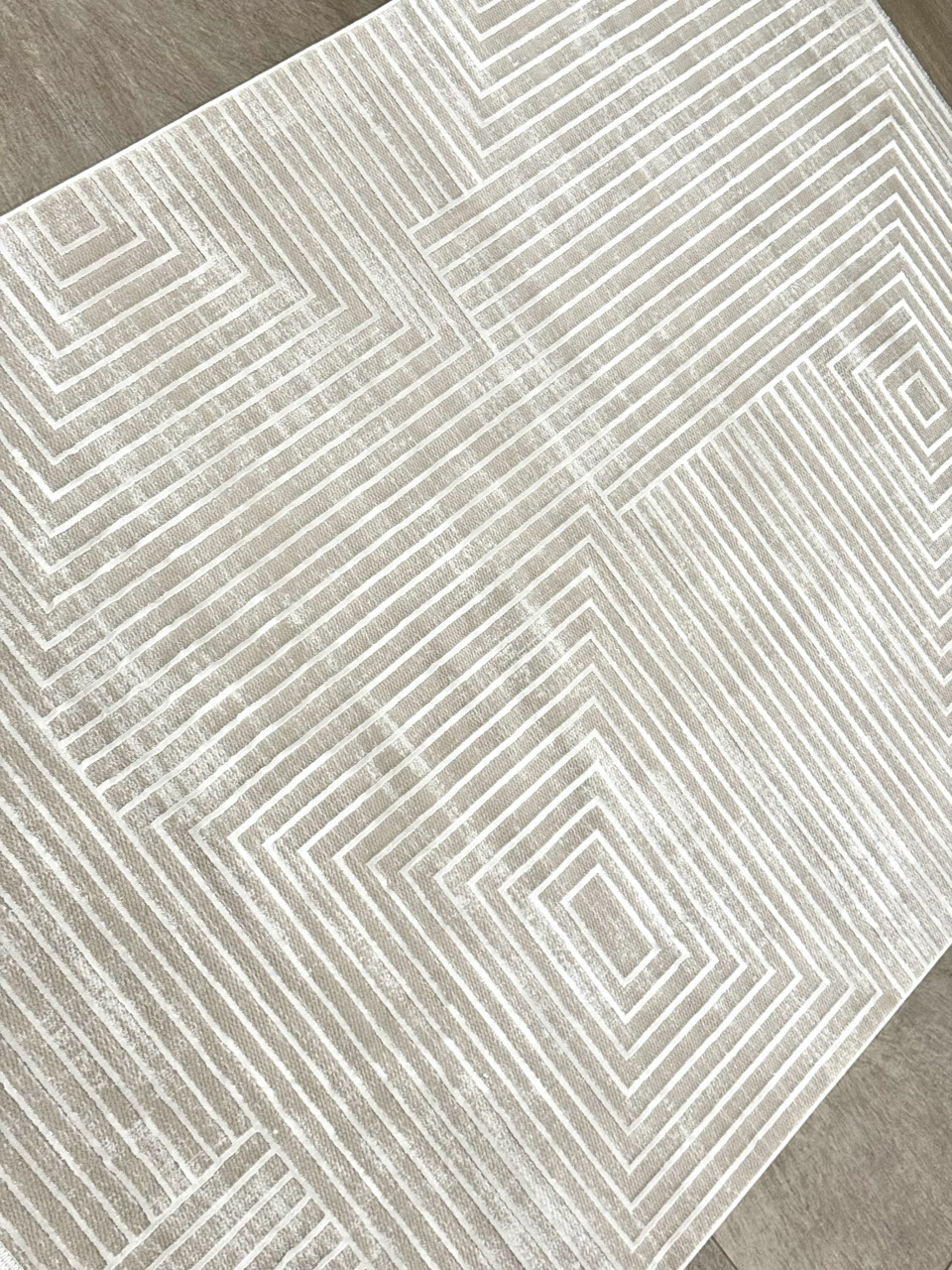 Covor Modern, design abstract liniar, nuante de bej si alb [3]
