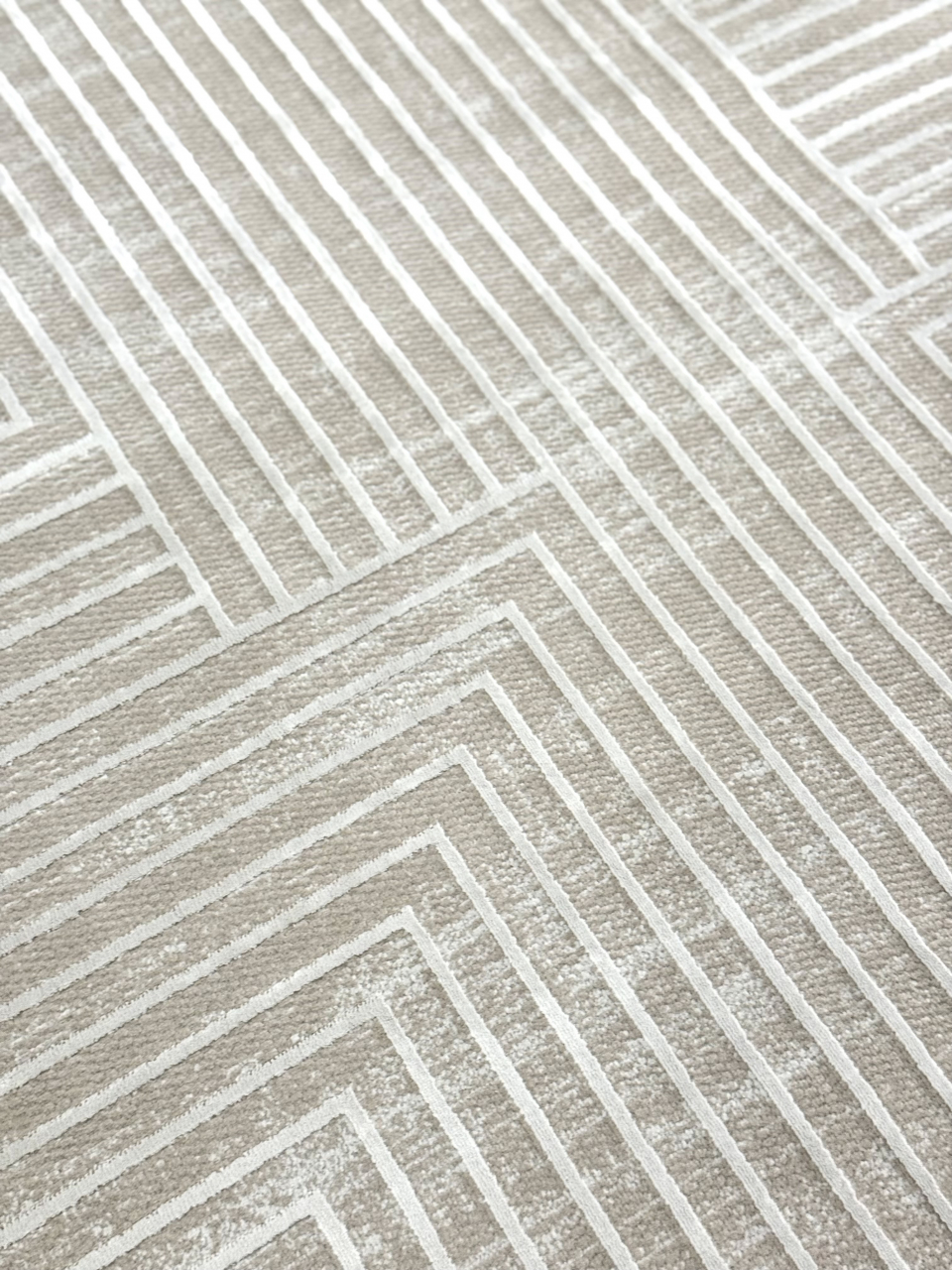 Covor Modern, design abstract liniar, nuante de bej si alb [4]