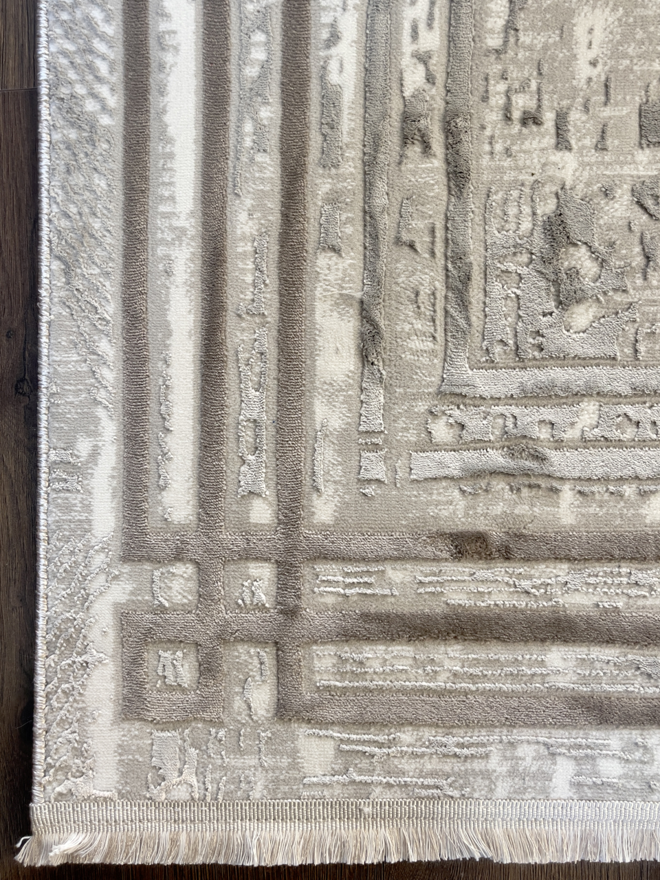 Covor modern geometric gri bej [2]