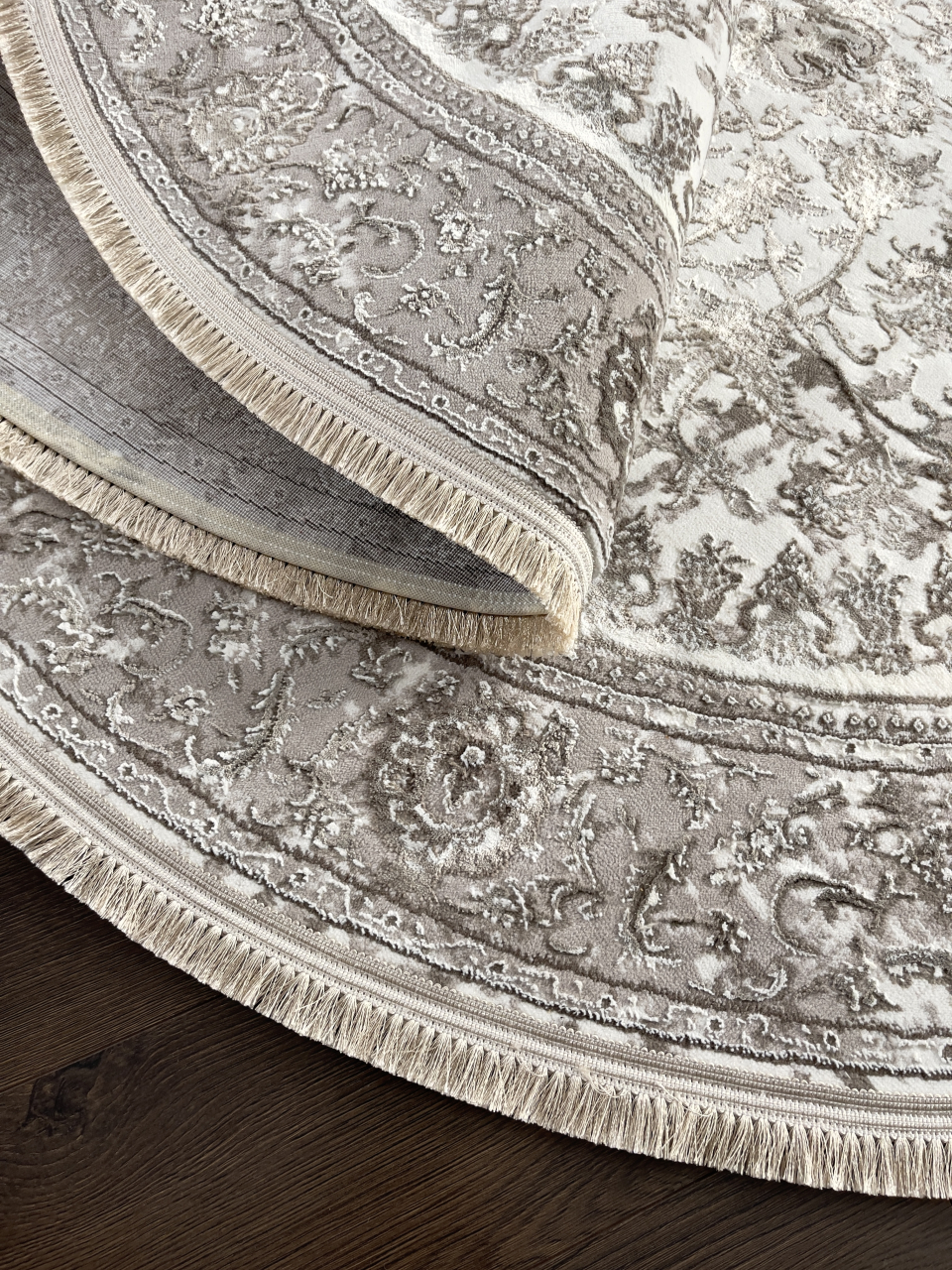 Covor Oval Clasic Bej/Maro – Model Oriental cu Medalion Floral [2]