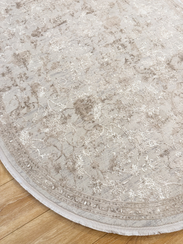 Covor oval - floral în nuanțe de maro/bej [1]