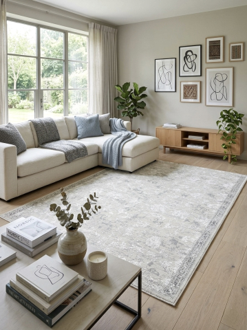 Covoare la metru - Covor la metru floral gri