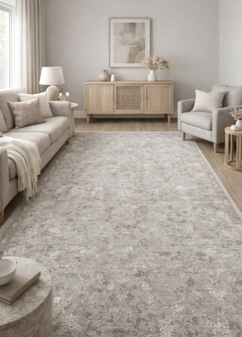 Covoare la metru - Covor  la metru - model floral cu nuanțe de maro