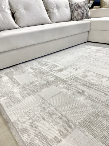 Covor Minimalist, cu model abstract, texturi gri si alb [6]