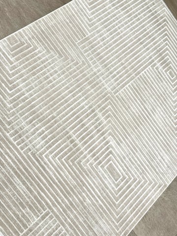 Covor Modern, design abstract liniar, nuante de bej si alb [2]