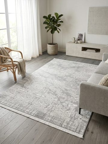 Covoare Moderne - Covor modern gri alb texturat cu relief discret