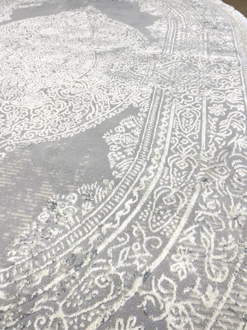 Covor oval  clasic gri cu model ornamental baroc [2]