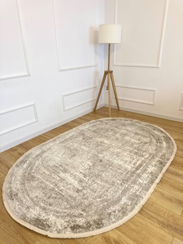 Covoare Ovale - Covor oval - model abstract în nuanțe de maro/bej