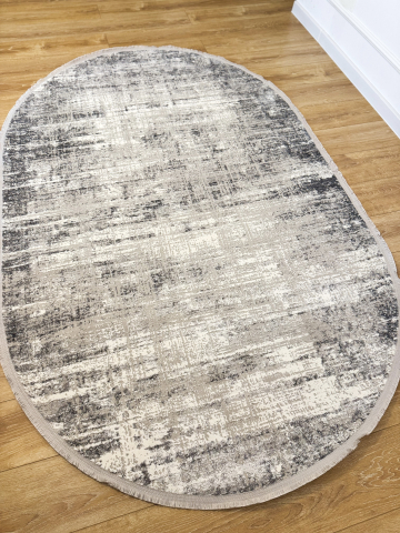 Covoare Ovale - Covor oval - model abstract in nuante de gri si alb