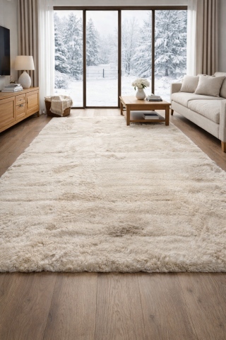 Colectia HOME - Covor pufos in nunate de bej