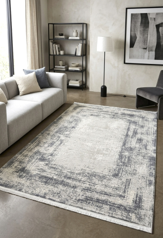 Covoare Moderne - Covor gri deschis texturat stil minimalist