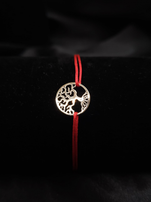 Bratara Snur Reglabil,Pomul Vietii -Aur 14 K [2]