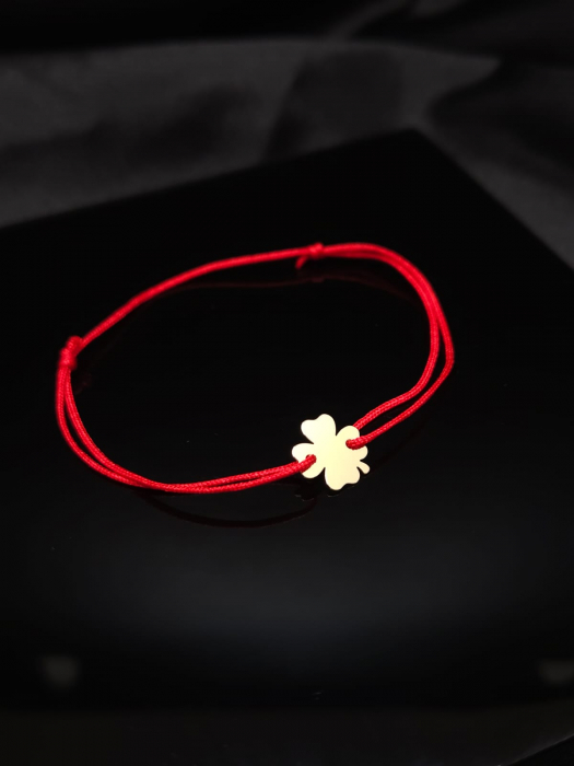 Bratara Snur Reglabil,Trifoi Plin -Aur 14 K [3]