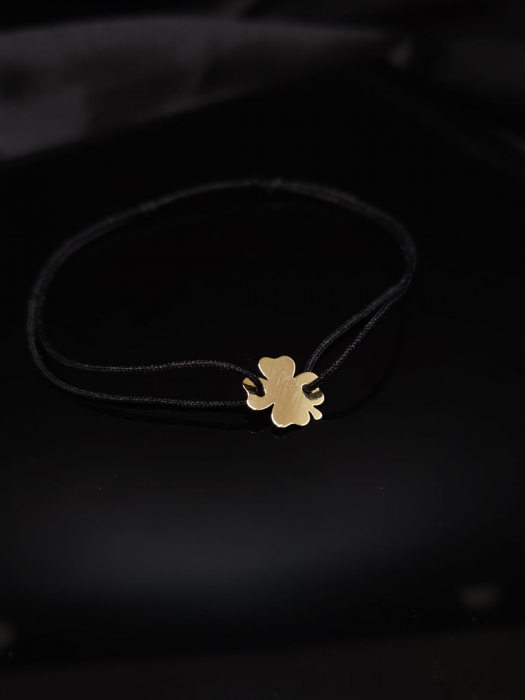 Bratara Snur Reglabil,Trifoi Plin -Aur 14 K [2]