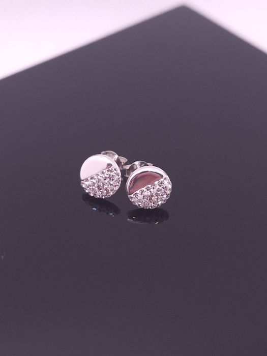 Cercei Argint 925- Rotund Cu Crystale 8 mm [2]