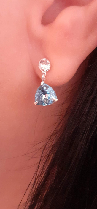 Cercei Argint 925 -  Triunghi Crystal Suspendat [2]