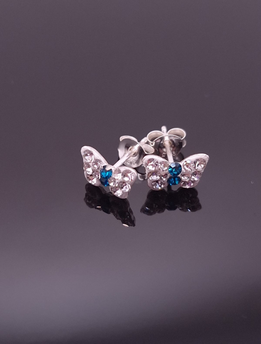 Cercei Argint 925-White Butterfly Kids [2]