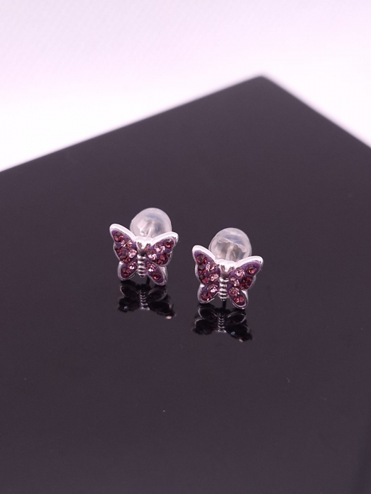 Cercei Copii Argint 925 -  Fluture Crystal Mov [2]
