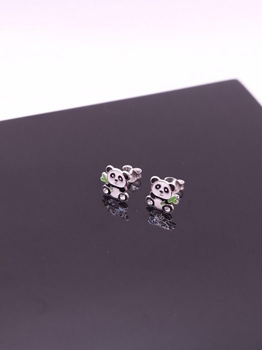 Cercei Tija Copii Argint 925-Urs Panda [2]
