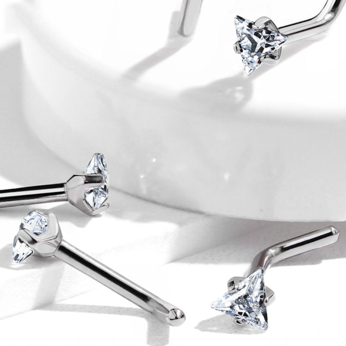 Piercing nazal din titan cu pietre [3]