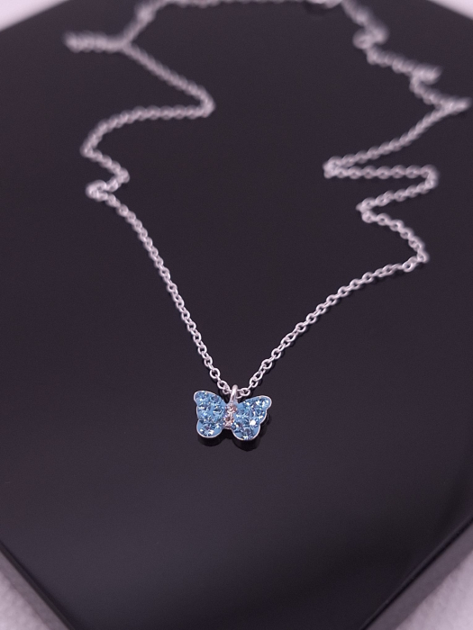 Colier Copii Argint 925- Fluture Cristal Albastru [5]