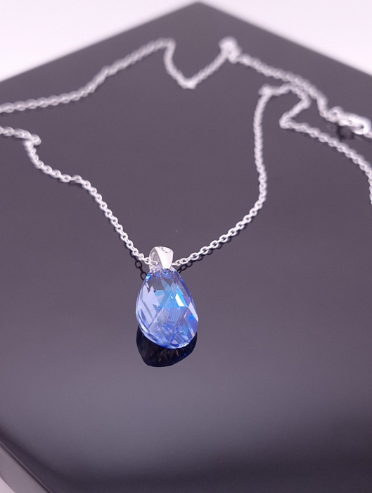 Colier Argint 925-Lacrima Crystal Albastru [4]