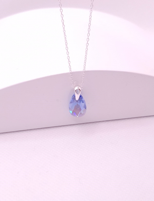 Colier Argint 925-Lacrima Crystal Albastru [3]
